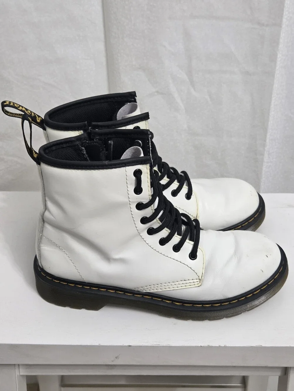 Dr. Martens Junior White Combat Boots Size US 4